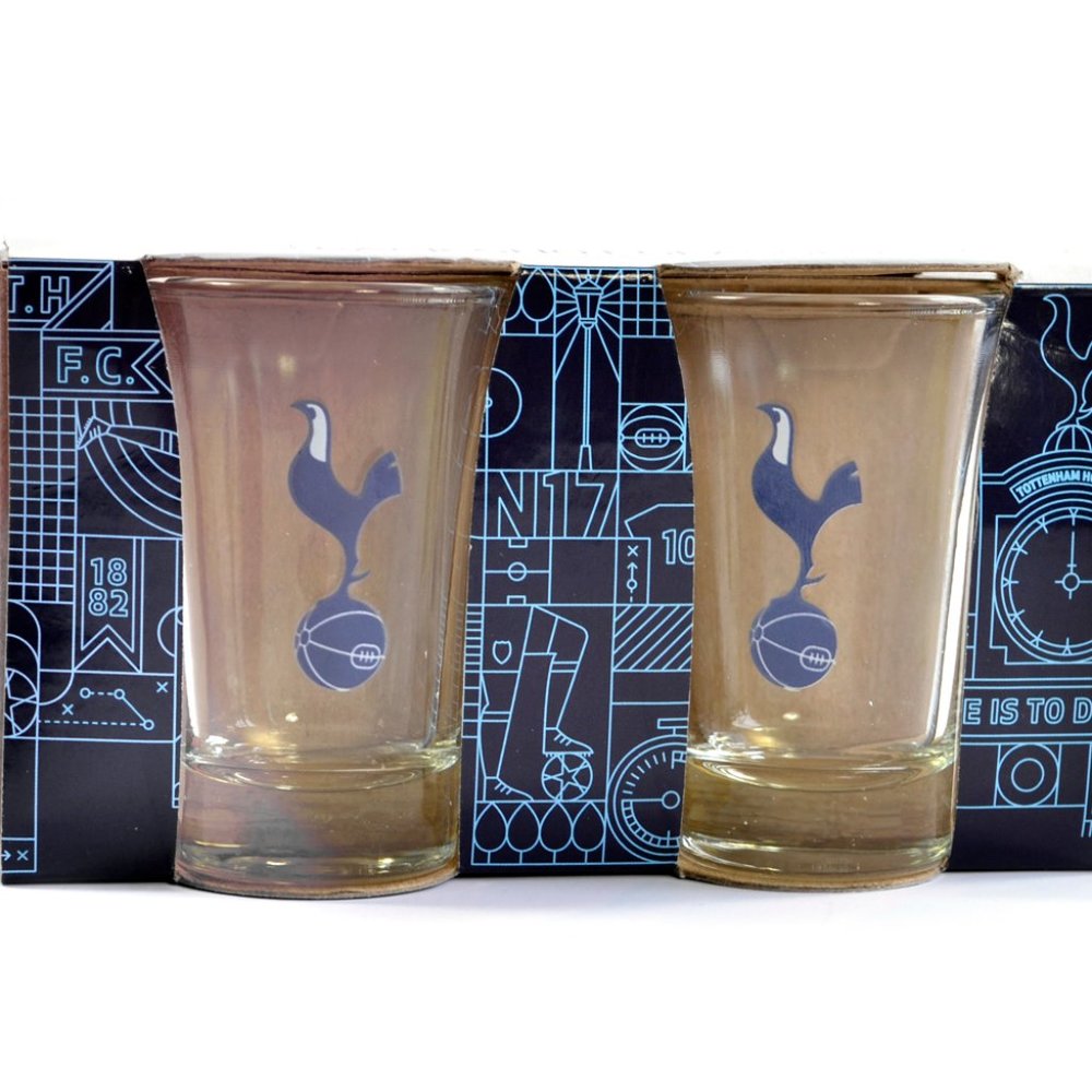 1 Pair of Tottenham Hotspur FC Official Shot Glasses